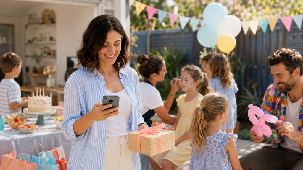 Children enjoying a birthday party with face painting