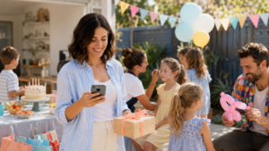 Children enjoying a birthday party with face painting