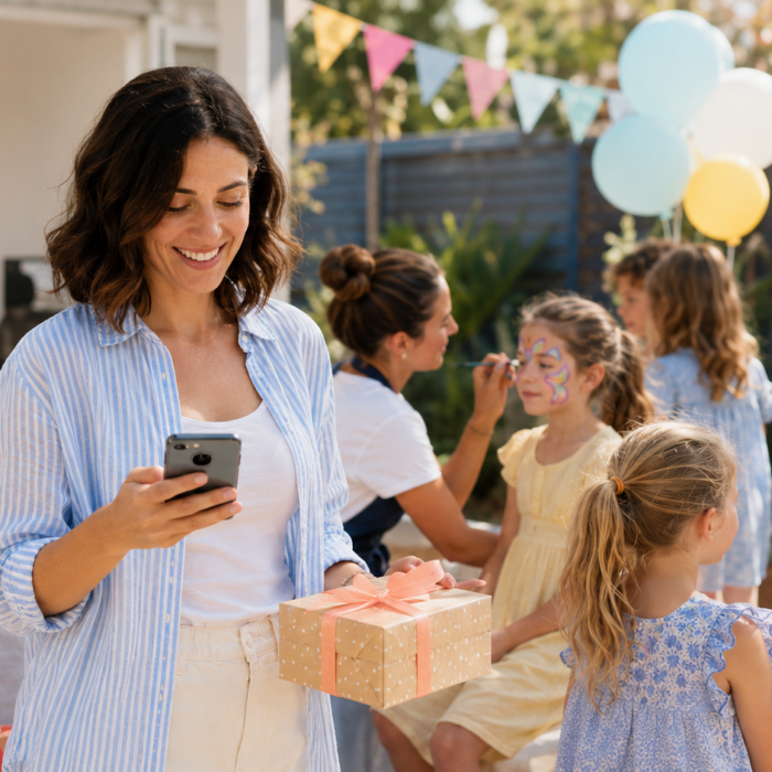 Children enjoying a birthday party with face painting