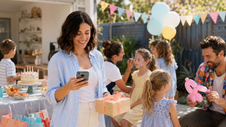 Children enjoying a birthday party with face painting